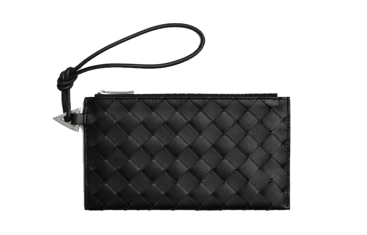 Bottega Veneta Cow Leather Zip Closure Wallet Men's Black