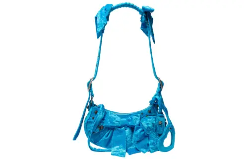 Balenciaga Le Cagole Embossed Velvet Shoulder Bag, Handbag Women's Indigo