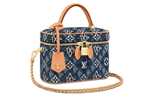 LOUIS VUITTON Vanity Leather Makeup Bag, Handbag Small Women's Blue