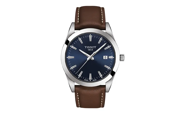 TISSOT Windy Collection Quartz Movement Men's Watches Watch 40mm Blue Dial Stainless Steel Case Leather Strap
