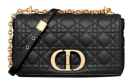 DIOR Caro Soft Cow Leather Chain Bag, Shoulder Bag, Crossbody Bag Medium Women's Black