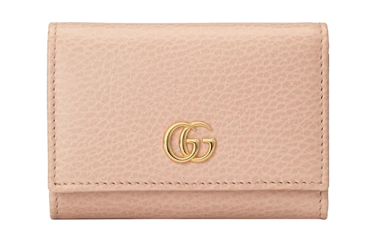 GUCCI GG Marmont Leather Trifold Wallet Women's Pink
