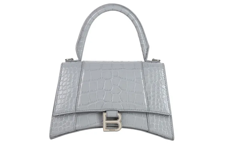 Balenciaga Hourglass Calfskin Hourglass Bag, Portable Crossbody Bag, Shoulder Bag Small Women's Elephant Gray