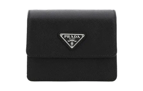 PRADA Leather Wallet Unisex Black