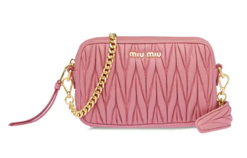MIU MIU Leather Shoulder Bag Unisex Pink