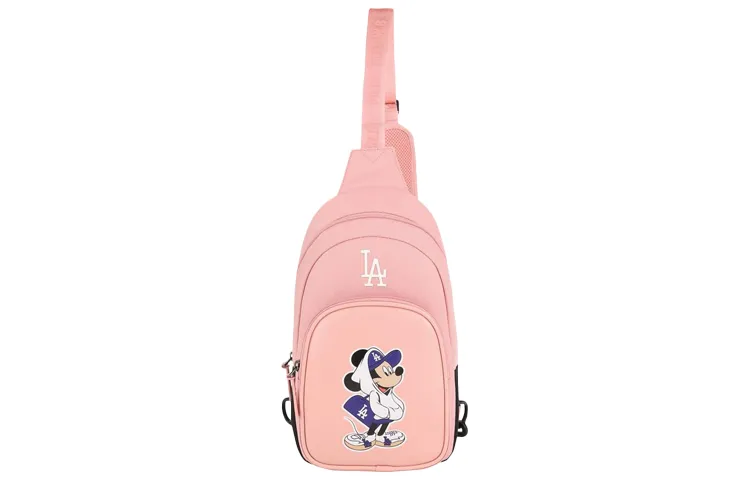 MLB Disney Collaboration Polyester Crossbody Bag, Shoulder Bag Unisex Pink