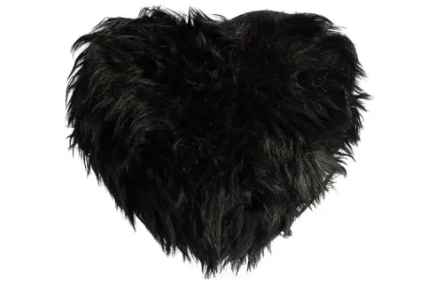 Balenciaga Faux Fur Heart Shaped Bag Clutch Women's Black