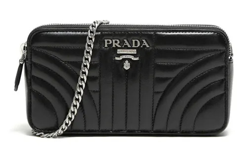 PRADA Crossbody Sheepskin Shoulder Bag Women's Black