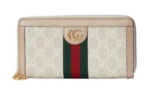 GUCCI Ophidia Canvas Wallet Women's White/Pink