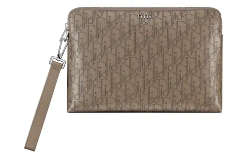DIOR Leather Clutch Men's Beige