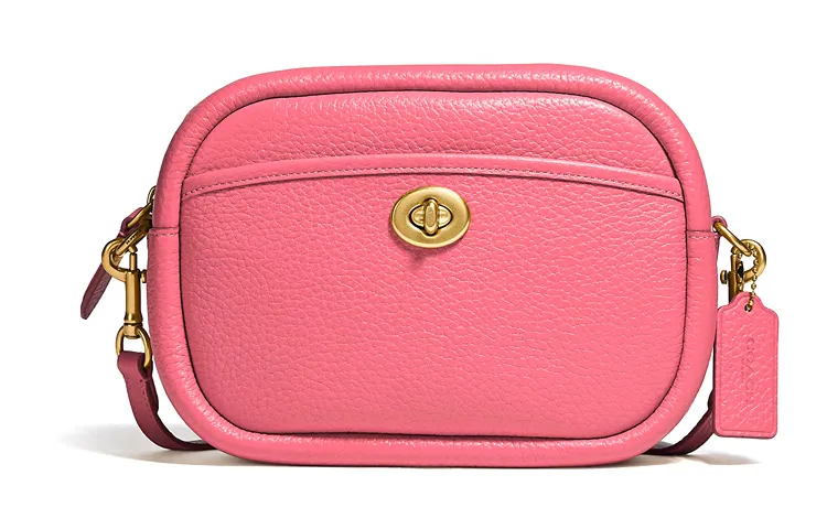 COACH Camera Leather Camera Bag, Shoulder Bag, Crossbody Bag Women's Candy Pink