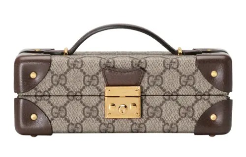 GUCCI Padlock Canvas With Leather Hard Case Suitcase Unisex Ebony/Brown