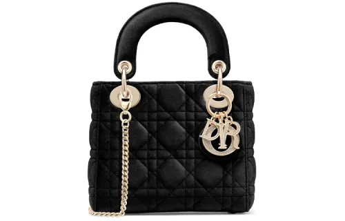 DIOR Lady Dior Velvet Handbag, Shoulder Bag, Crossbody Bag, Handbag Mini Women's Black