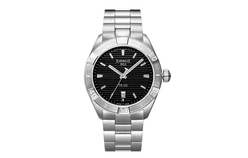 TISSOT PR100 Collection Quartz Movement Men's Watches Watch 42mm Black Dial Stainless Steel Watchband