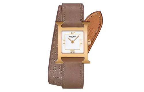 HERMES Heure H Wrist Watches Quartz Movement Genuine Leather Strap White Dial Women's Watch W049198WW00