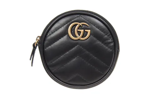 GUCCI Marmont Quilted Leather Coin Purse Women's Black