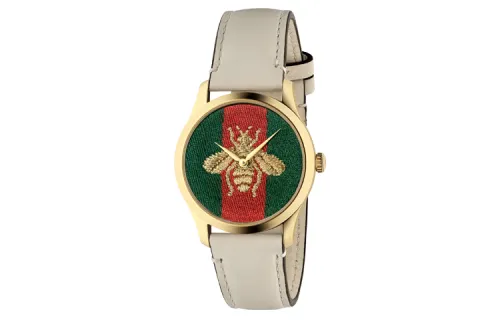 GUCCI G Timeless Collection Wrist Watches Quartz Movement Leather Strap Green Dial Women's Watch