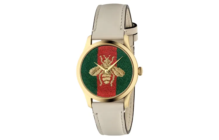 GUCCI G Timeless Collection Wrist Watches Quartz Movement Leather Strap Green Dial Women's Watch