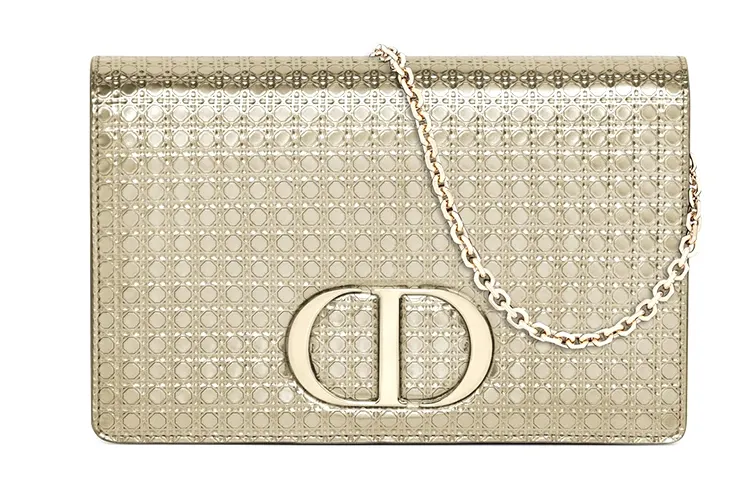 DIOR Calfskin Shoulder Bag Women's Stardust Gold