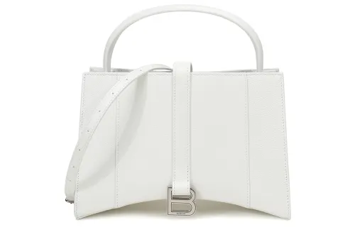 Balenciaga Hourglass Bag Cow Leather One Shoulder Handbag Small Women's White