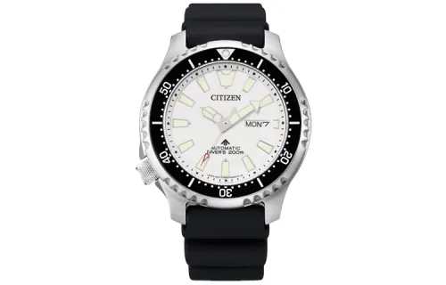 CITIZEN PROMASTER Mechanical Movement Rubber Stainless Steel Strap Watch Men's Watches White Dial