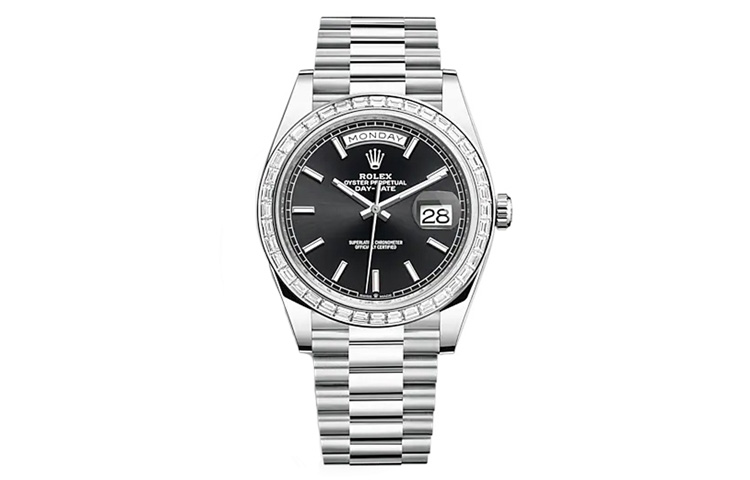 ROLEX Week type Calendar Automatic Mechanical Movement Men's Watches Watch 40mm Black Dial Platinum Strap
