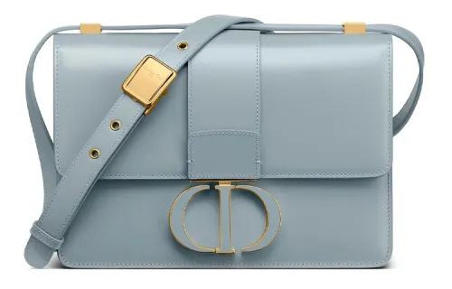 DIOR 30 Montaigne Flap Closure Cow Leather Shoulder Bag Women's Sky Blue
