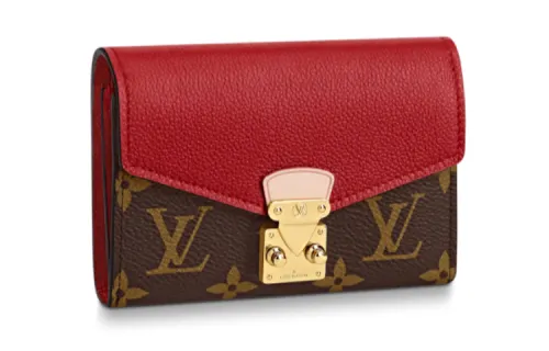 LOUIS VUITTON Pallas Cow Leather Wallet Women's Red