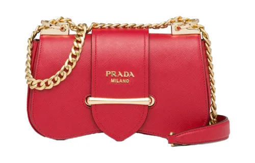 PRADA Sidonie Calfskin Crossbody Bag, Shoulder Bag Women's Red