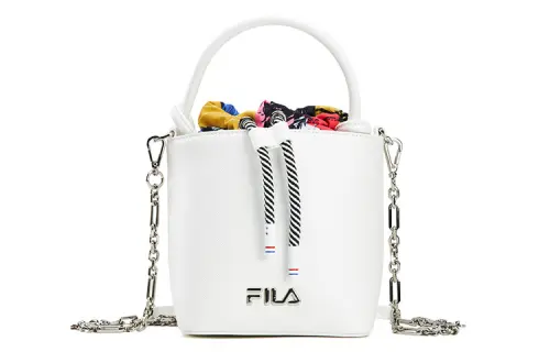 FILA Cow Leather Bucket Bag, Handbag, Shoulder Bag, Crossbody Bag Women's White