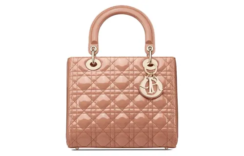 DIOR Lady Dior Internal Zip Pocket Cow Leather Handbag Medium Women's Rose Pink
