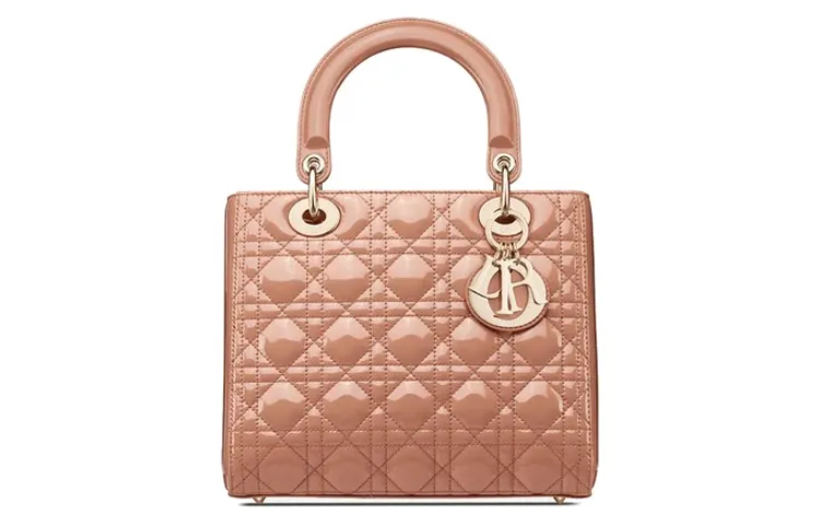 DIOR Lady Dior Internal Zip Pocket Cow Leather Handbag Medium Women's Rose Pink