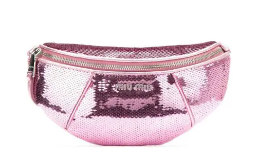 MIU MIU Leather Blend Acetate Fiber Fanny Pack Women's Pink