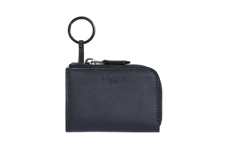 COACH Key Case Leather Coin Purse Key Pouch Regular Men's Black