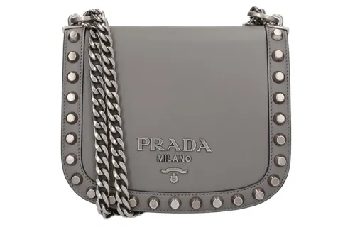 PRADA Calfskin Shoulder Bag Regular Women's Light Gray