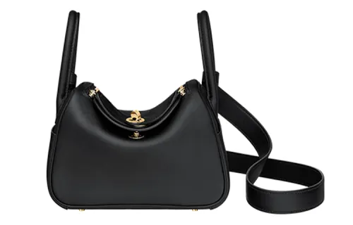 HERMES Lindy Swift Calfskin Handbag 19 Women's 89 Noir Black