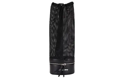 MIU MIU Leather With Fabric Shoulder Bag Clutch Unisex Black