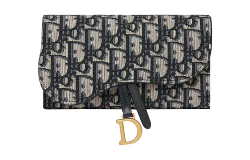 DIOR Saddle Canvas Bag Wallet Women's Denim Blue
