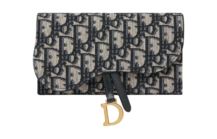 DIOR Saddle Canvas Bag Wallet Women's Denim Blue
