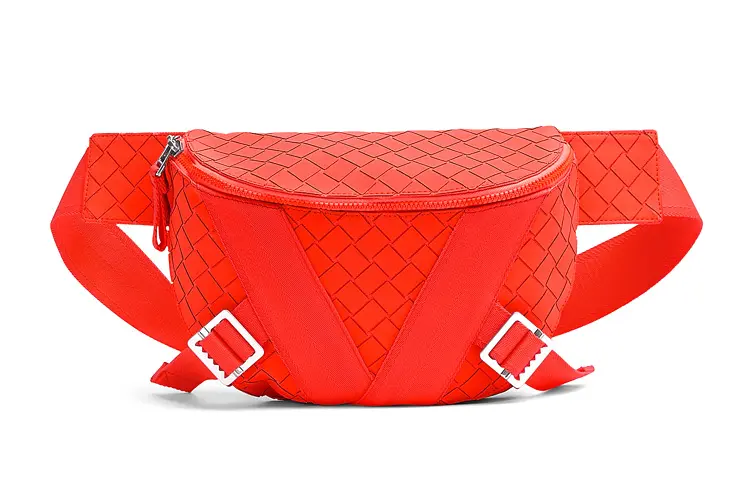 Bottega Veneta Diamond Pattern Fabric Fanny Pack Men's Tomato Red