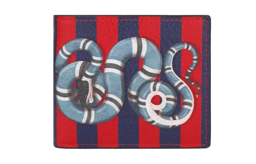 GUCCI Leather Wallet Regular Men's Red/Blue