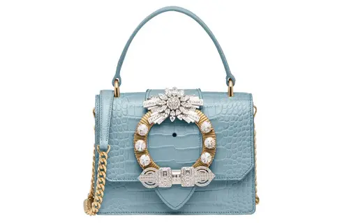 MIU MIU Lambskin One Shoulder Handbag Women's Blue