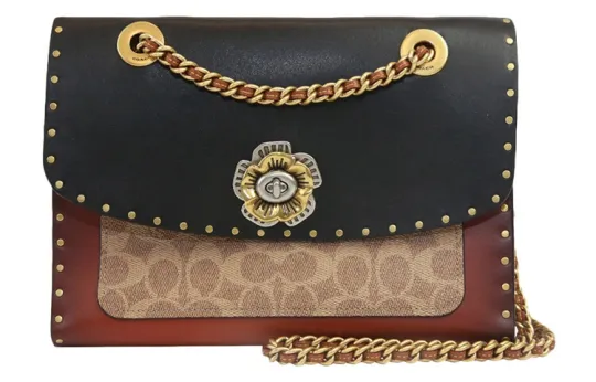 COACH PARKER PVC With Calfskin Trim Portable Crossbody Bag, Shoulder Bag Medium Women's