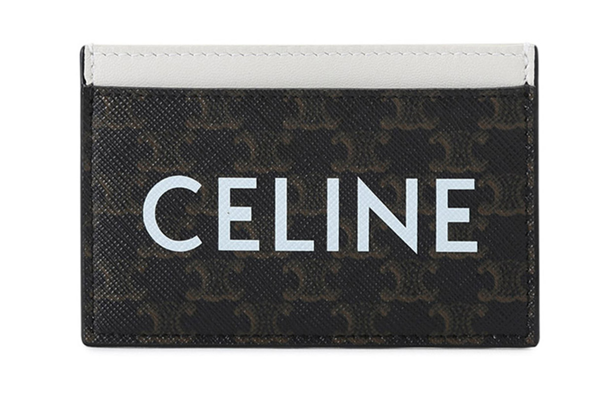 CELINE Triomphe Logo Coated Canvas Card Holder Card Holder Women's Charcoal Black Bone White Tawny