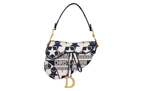 DIOR Saddle Fabric Shoulder Bag, Handbag Women's White/Blue