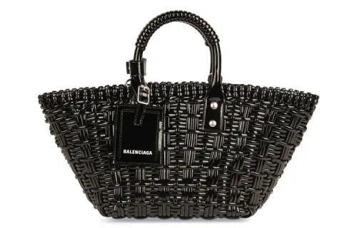 Balenciaga Bistro Cow Leather Basket Handbag Women's Black