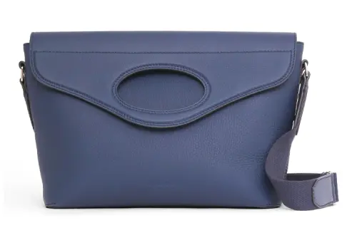 Burberry Grain Leather Messenger Bag, Shoulder Bag Men's Dark Blue