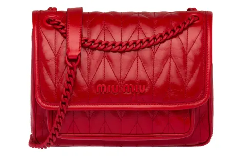MIU MIU Calfskin Messenger Bag, Shoulder Bag, Crossbody Bag Women's Red