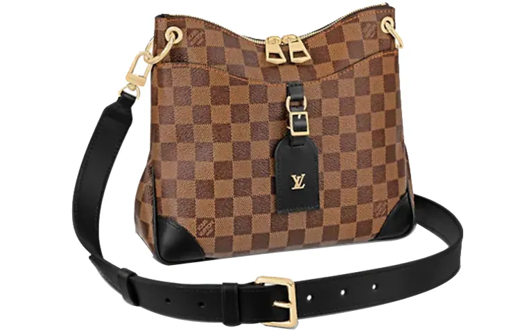 LOUIS VUITTON Odeon Checkerboard Canvas Shoulder Bag Women's Brown