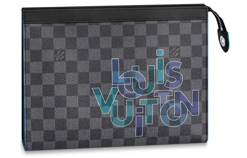 LOUIS VUITTON Pochette Voyage MM Coated Canvas Clutch Toiletry Bag Medium Men's Black